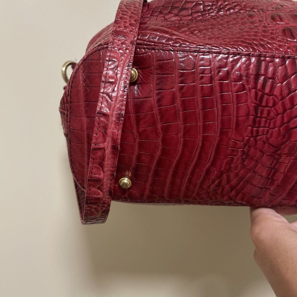 Brahmin Large Croc Embossed Red Shoulder Tote Bag Purse Campus Bag Womens - Picture 4 of 16